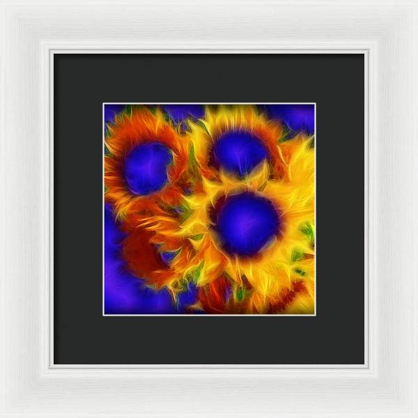 Neon Sunflowers - Framed Print