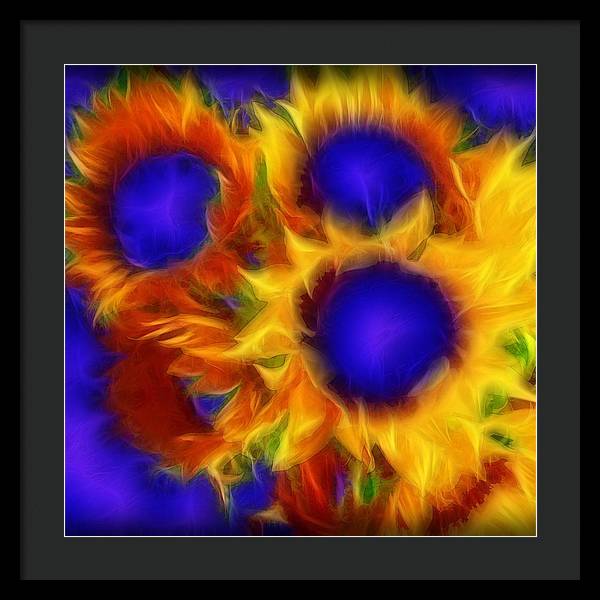 Neon Sunflowers - Framed Print