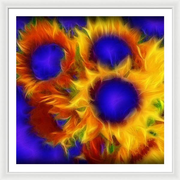 Neon Sunflowers - Framed Print