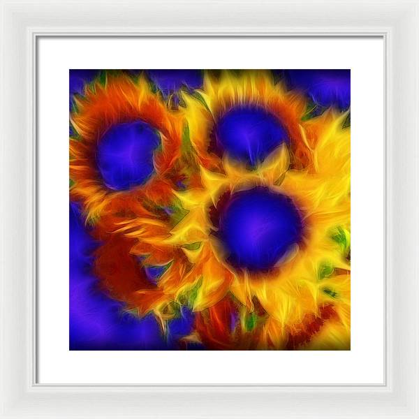 Neon Sunflowers - Framed Print