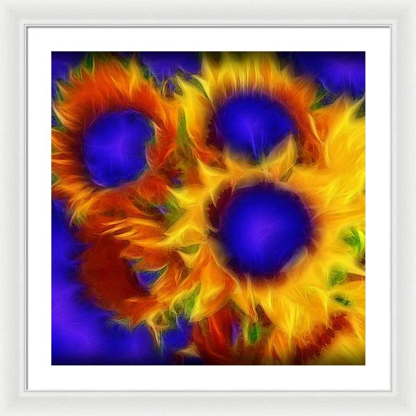 Neon Sunflowers - Framed Print