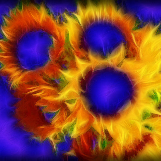 Neon Sunflowers Digital Image Download