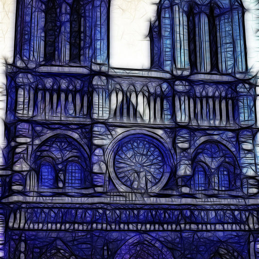 Notre Dame Cathedral In Blue Digital Image Download