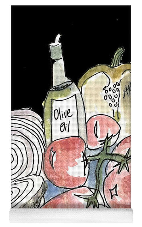 Olive Oil Veg Board Watercolor - Yoga Mat