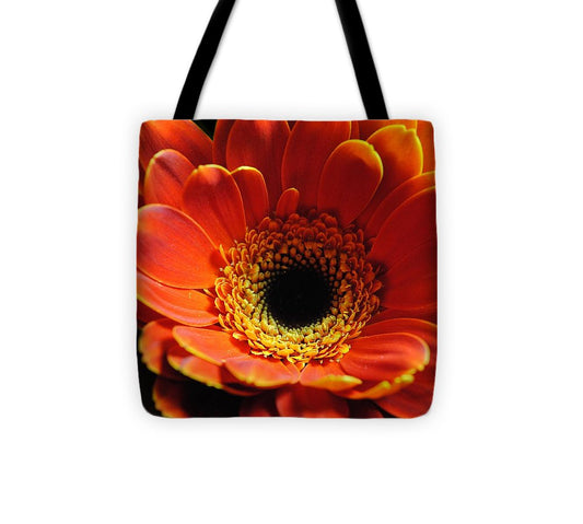 Orange Daisy On Black - Tote Bag