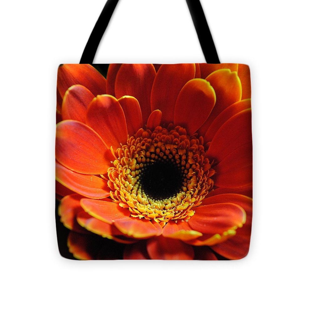 Orange Daisy On Black - Tote Bag