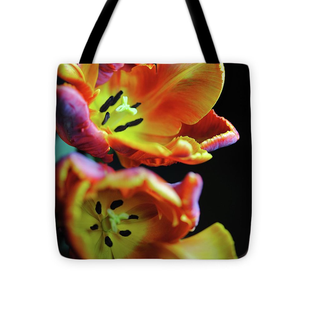 Orange Open Parrot Tulips - Tote Bag