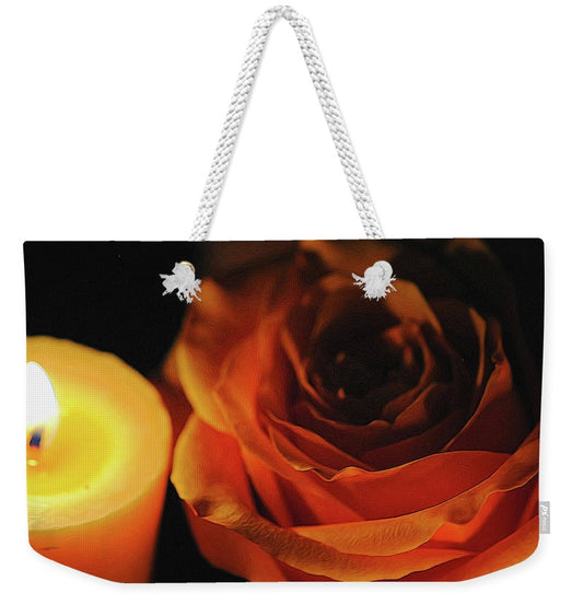Orange Rose By Candle Light - Weekender Tote Bag