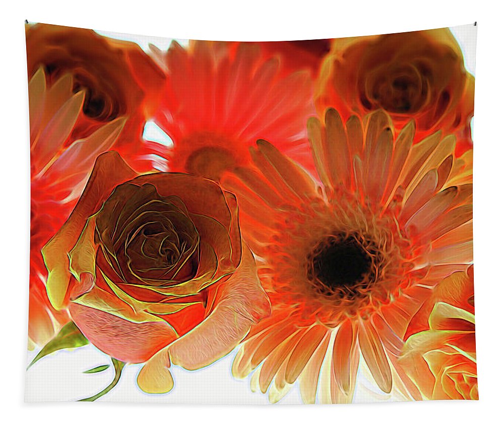 Orange Rose Pink Daisy - Tapestry