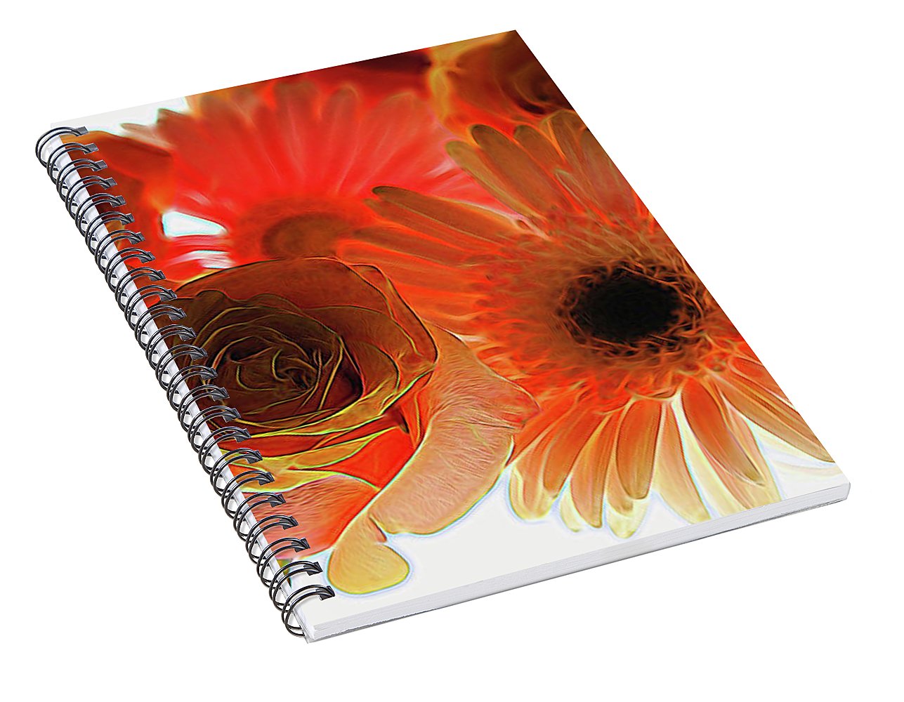 Orange Rose Pink Daisy - Spiral Notebook