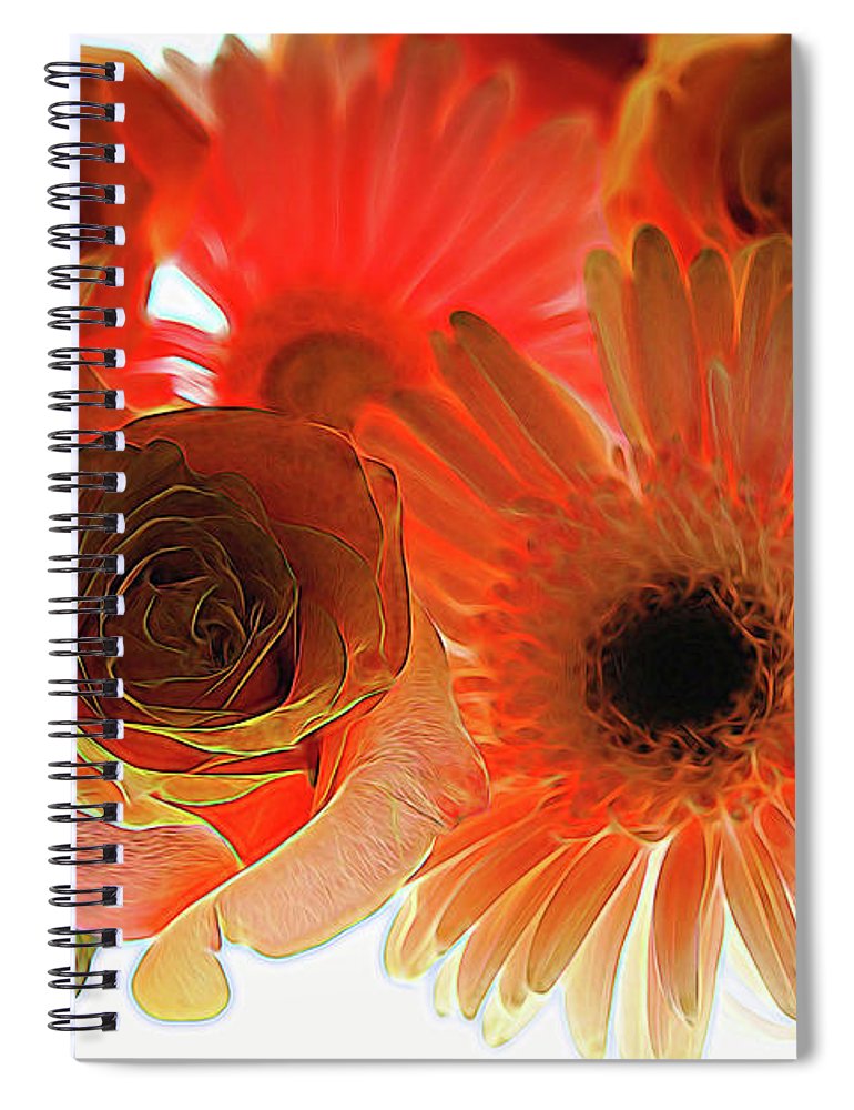 Orange Rose Pink Daisy - Spiral Notebook