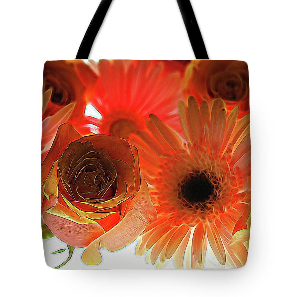 Orange Rose Pink Daisy - Tote Bag