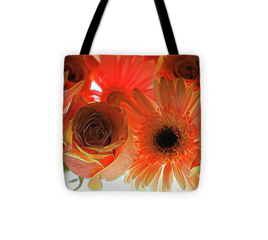 Orange Rose Pink Daisy - Tote Bag