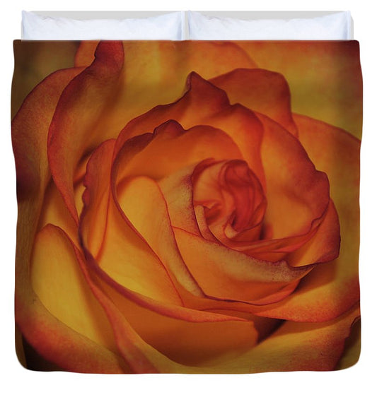 Orange Rose Portrait - Duvet Cover