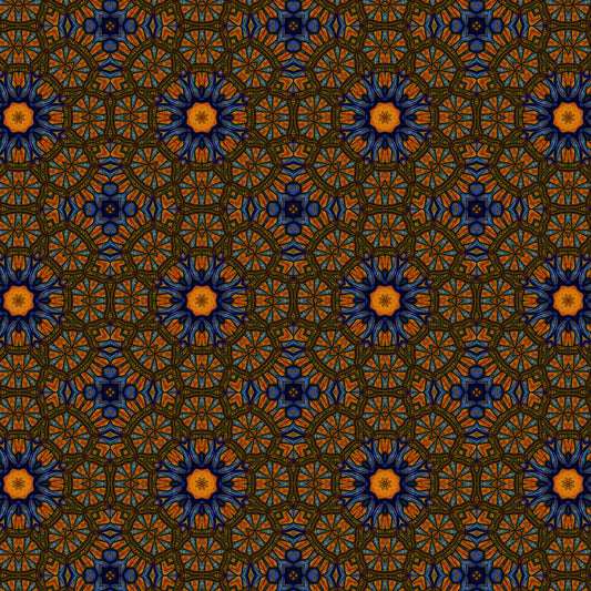 Orange and Blue Sketchy Kaleidoscope Digital Image Download