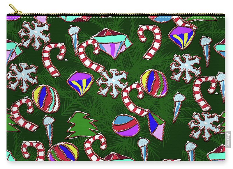 Ornaments With Candy Stripes - Carry-All Pouch