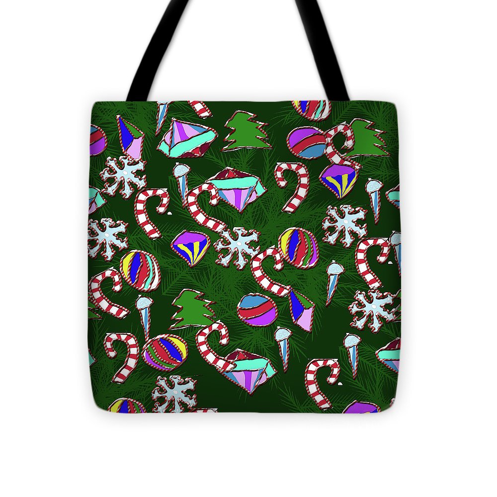 Ornaments With Candy Stripes - Tote Bag