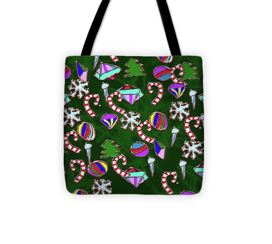 Ornaments With Candy Stripes - Tote Bag