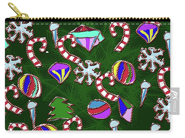 Ornaments With Candy Stripes - Carry-All Pouch