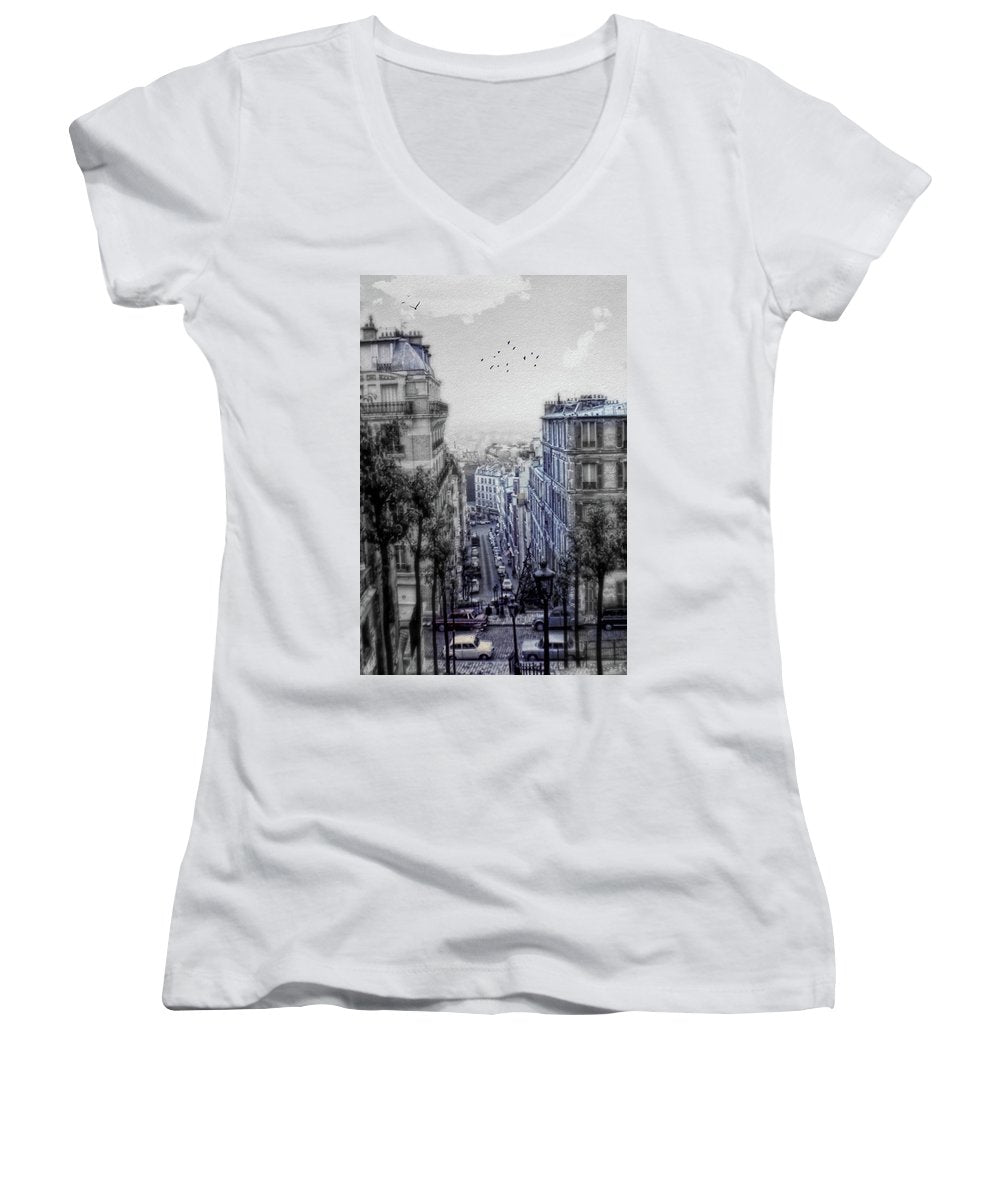 Paris Street From Above - Women's V-Neck