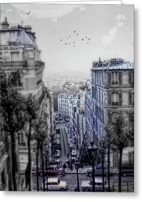Paris Street From Above - Greeting Card