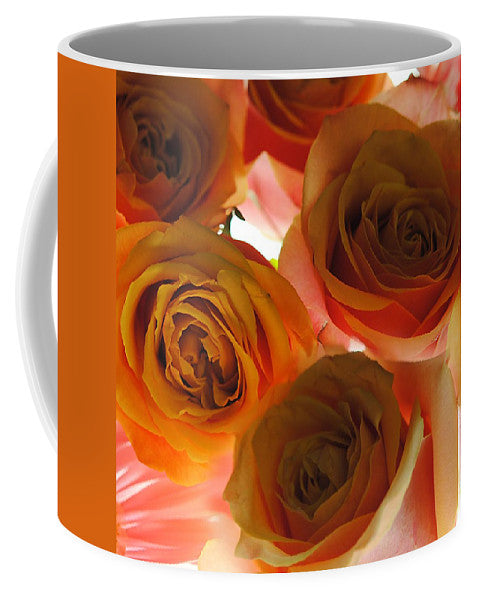 Pastel Pink and Orange Roses on White - Mug