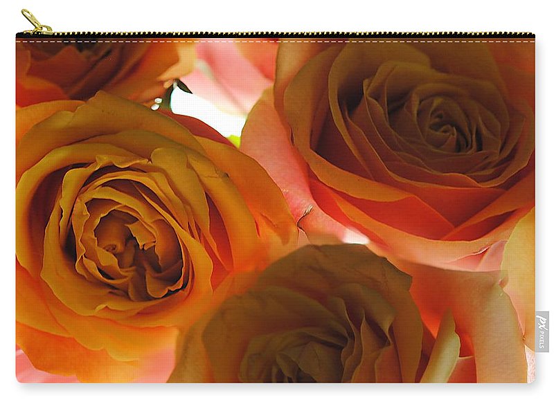 Pastel Pink and Orange Roses on White - Carry-All Pouch