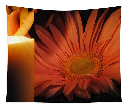 Pastel Pink Daisy With Candle - Tapestry