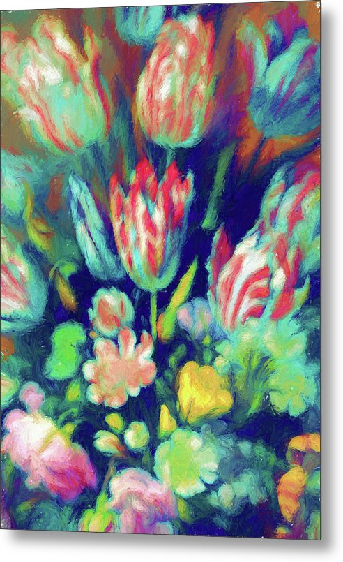 Pastel Tulips Detail - Metal Print
