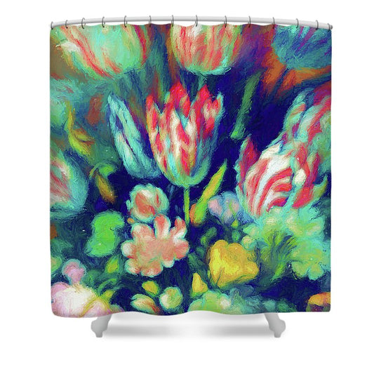 Pastel Tulips Detail - Shower Curtain