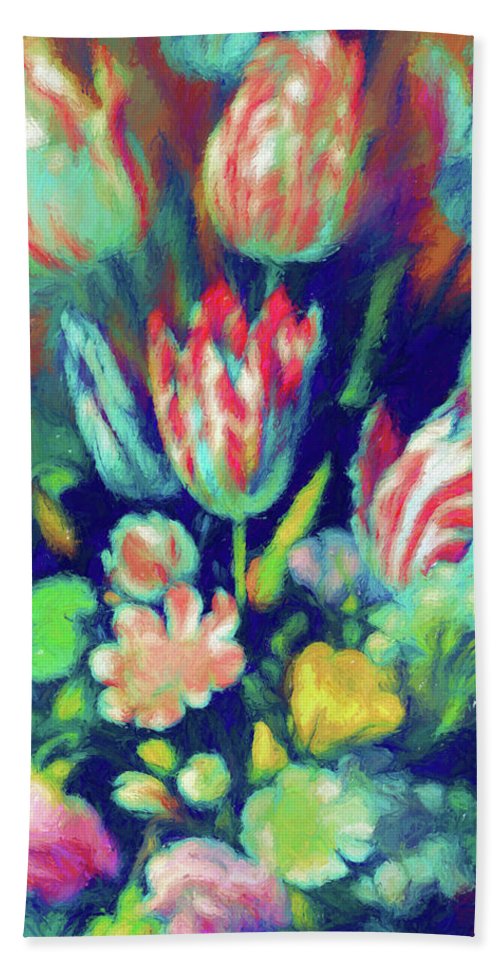 Pastel Tulips Detail - Beach Towel