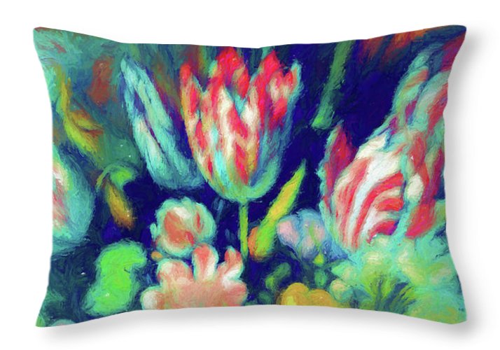 Pastel Tulips Detail - Throw Pillow
