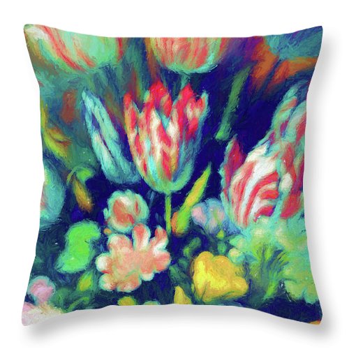 Pastel Tulips Detail - Throw Pillow