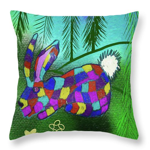 Patchwork Bunny - Throw Pillow