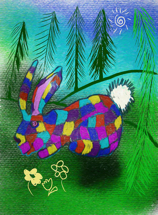 Patchwork Bunny Digital Image Download