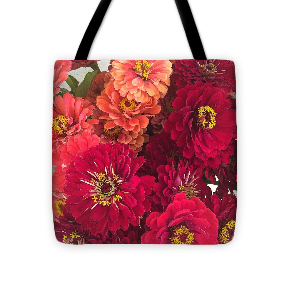 Peach and Pink Zinnias - Tote Bag