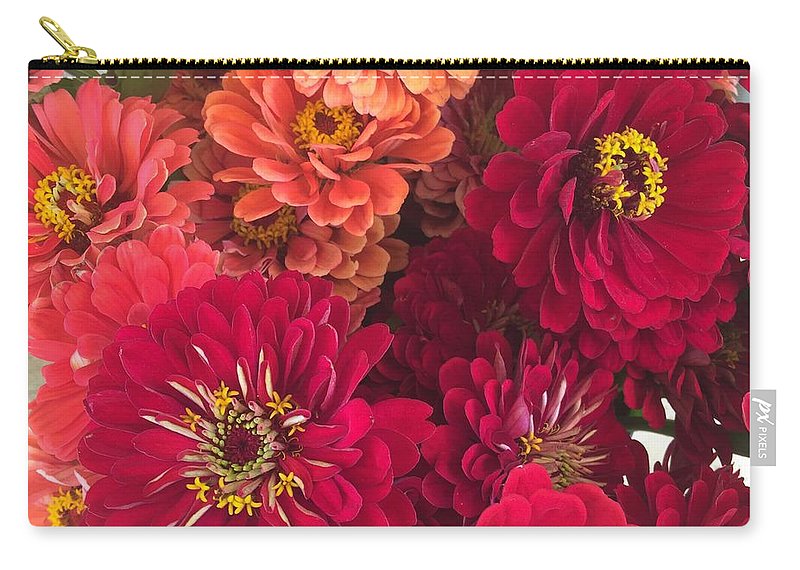 Peach and Pink Zinnias - Carry-All Pouch