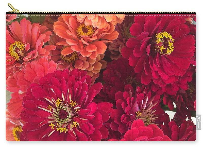 Peach and Pink Zinnias - Carry-All Pouch