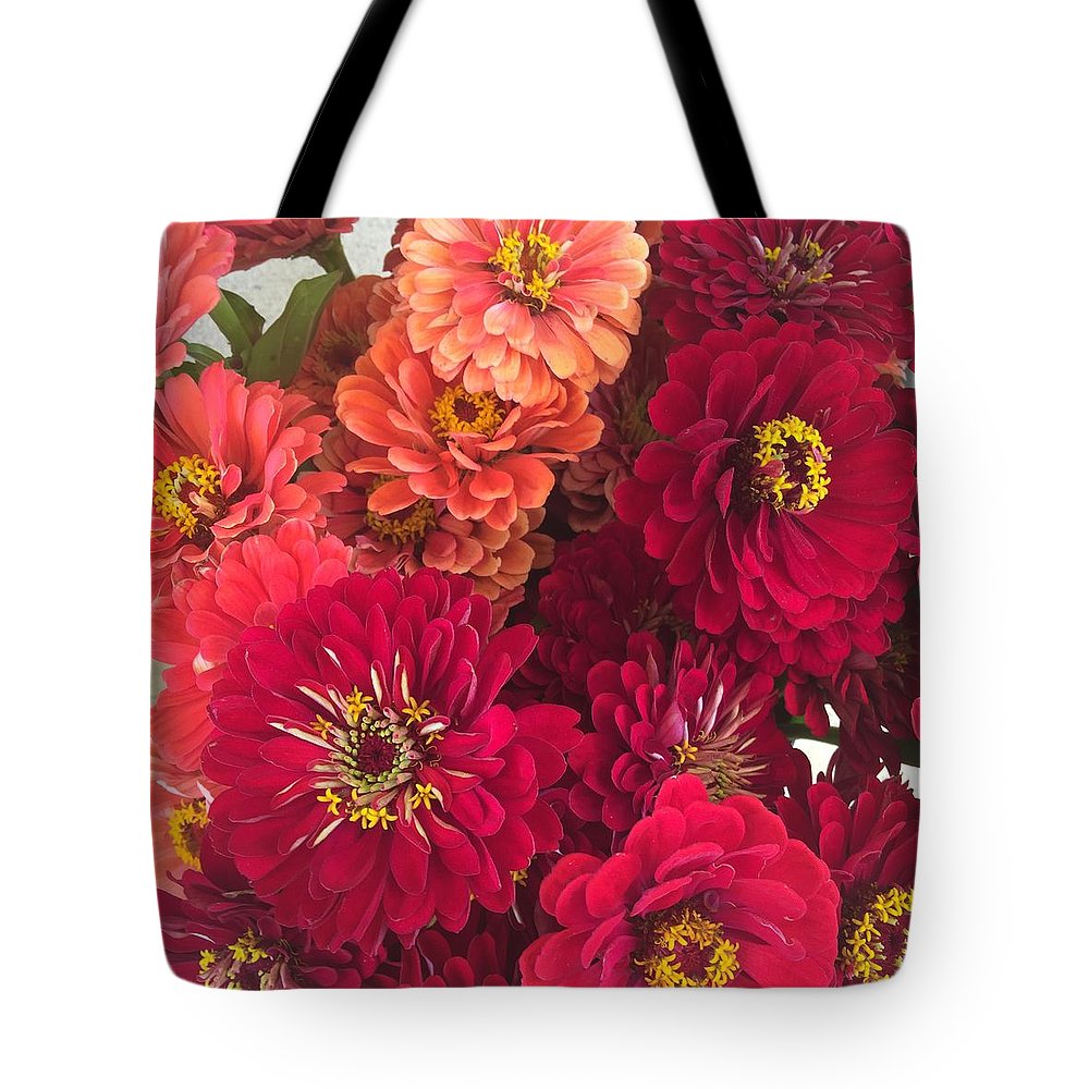 Peach and Pink Zinnias - Tote Bag
