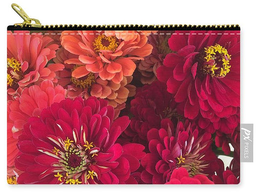 Peach and Pink Zinnias - Carry-All Pouch
