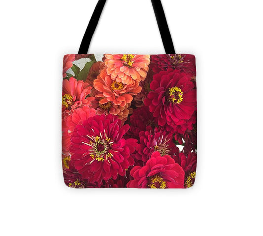 Peach and Pink Zinnias - Tote Bag