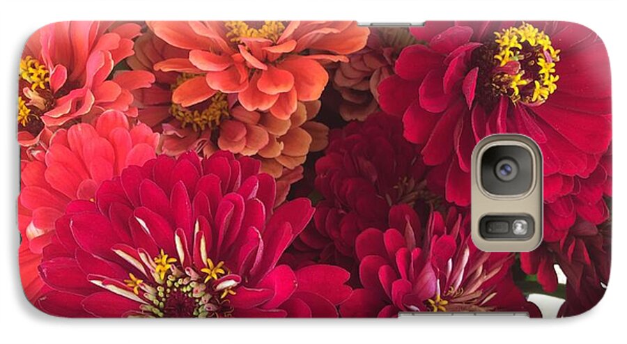 Peach and Pink Zinnias - Phone Case