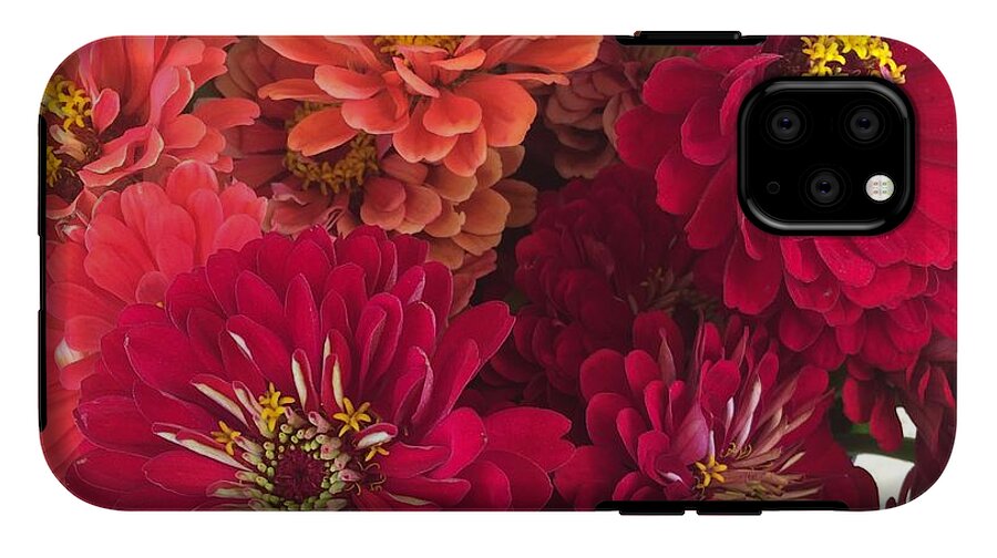 Peach and Pink Zinnias - Phone Case