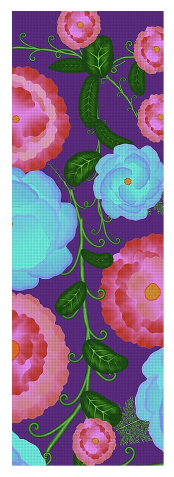 Pink and Blue Flowers On Purple - Yoga Mat