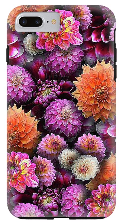 Pink and Orange Dahlias Collage - Phone Case