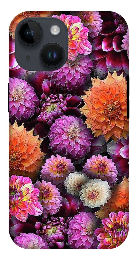 Pink and Orange Dahlias Collage - Phone Case