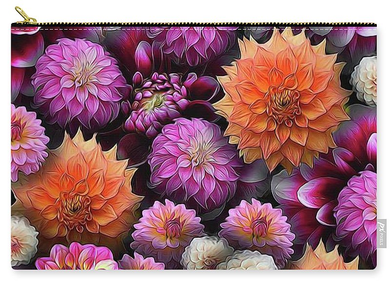Pink and Orange Dahlias Collage - Carry-All Pouch