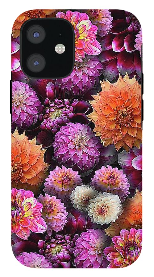 Pink and Orange Dahlias Collage - Phone Case