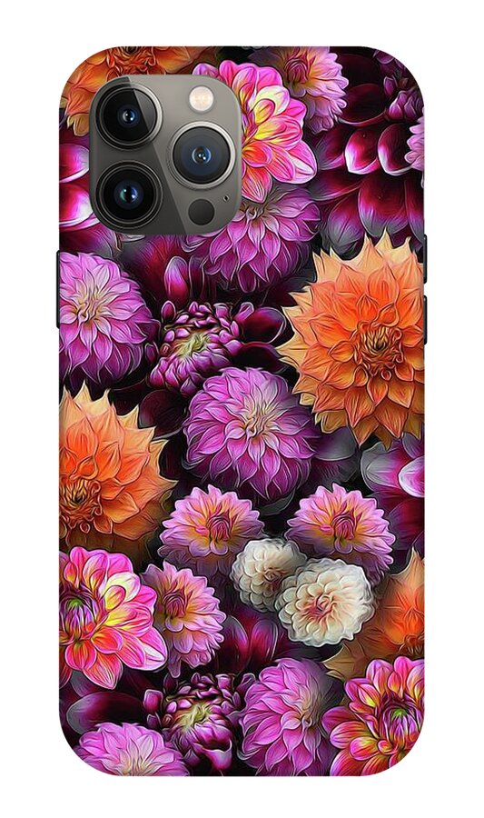 Pink and Orange Dahlias Collage - Phone Case