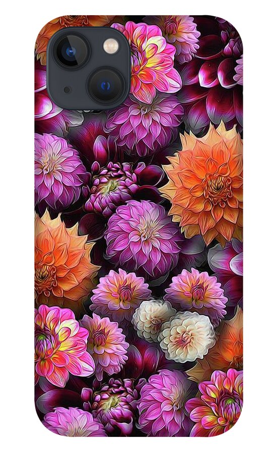 Pink and Orange Dahlias Collage - Phone Case